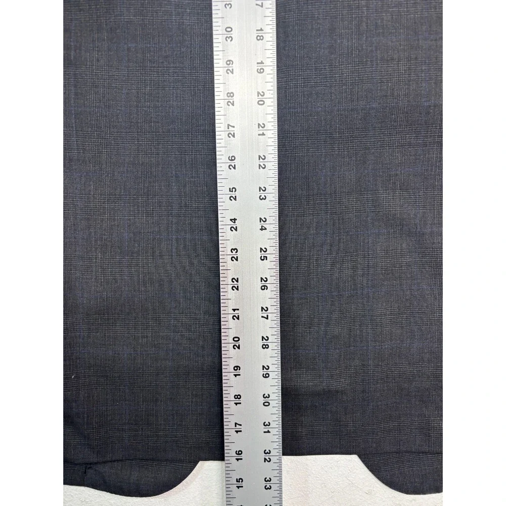 vtg 90s Oxxford Clothes 48R 40x31 Charcoal Plaid 2pc Pant Suit Bespoke USA Wool